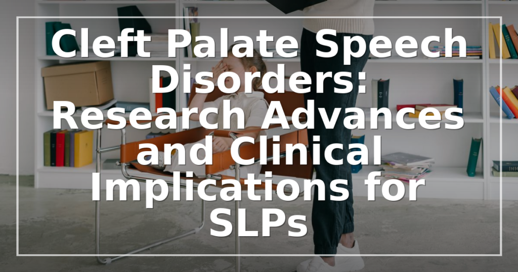 Cleft Palate Speech Disorders: Research Advances and Clinical Implications for SLPs