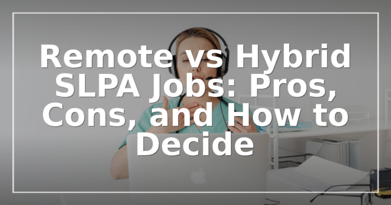 Remote vs Hybrid SLPA Jobs: Pros, Cons & How to Decide