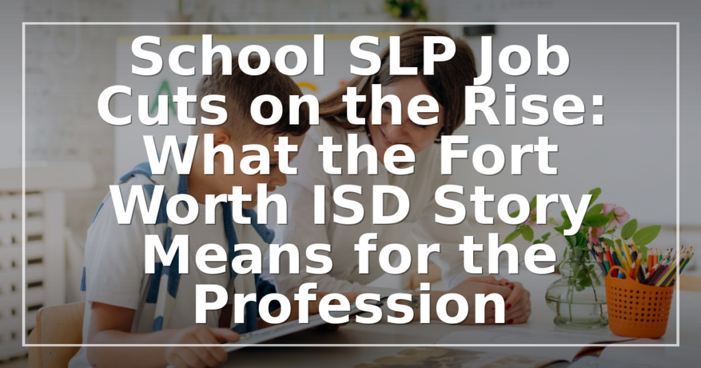 School SLP Job Cuts on the Rise: What the Fort Worth ISD Story Means for the Profession